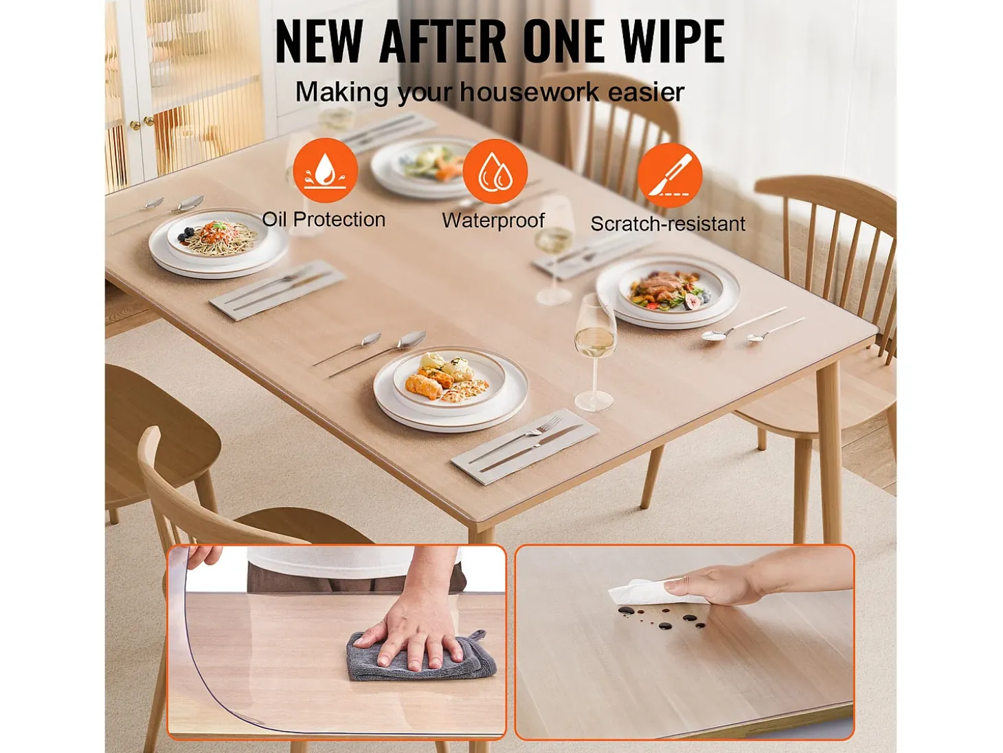 Mantel SucceBuy Proteção de Mesa em PVC, 91 X 152 CM, Tapete de Escritório em Plástico Congelado, 0.15CM de Espessura