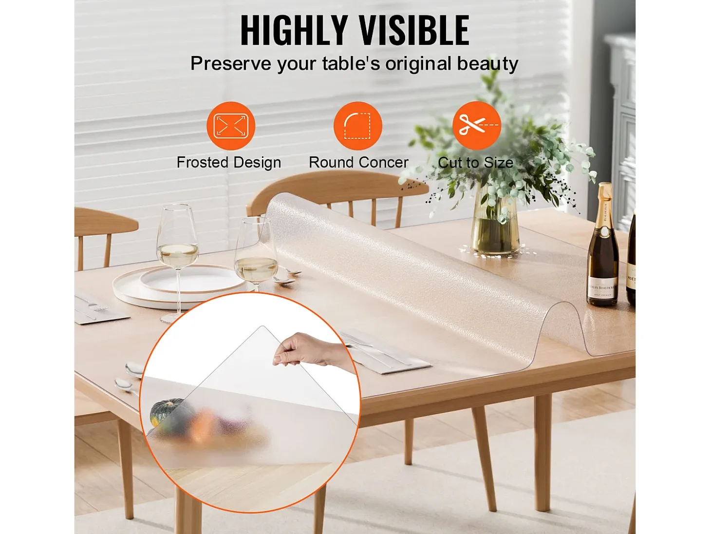 Mantel SucceBuy Proteção de Mesa em PVC, 91 X 152 CM, Tapete de Escritório em Plástico Congelado, 0.15CM de Espessura