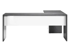 Mark Dek, mea de canto para PC, mea de ecritório multiuo, mea multipoiçõe que economiza epaço, 100% Fabricado na Itália, 160x60h75 cm, Ardóia e Branco Brilhante