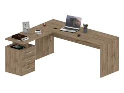 Mark Desk, Mesa de canto para PC, Mesa de escritório multiuso, Mesa multiposições que economiza espaço, 100% Fabricado na Itália, 160x60h75 cm, Carvalho
