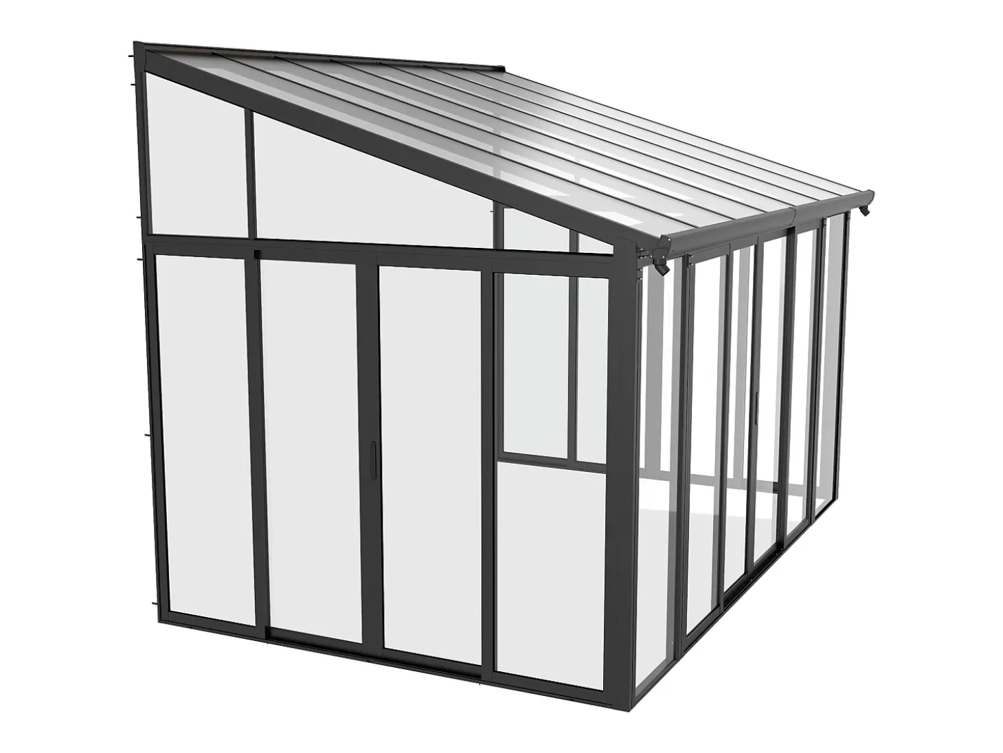 Marquise alumínio e policarbonato com proteção UV 12 m² antracite - MATHILDA