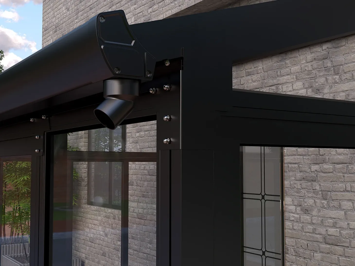 Marquise alumínio e policarbonato com proteção UV 12 m² antracite - MATHILDA