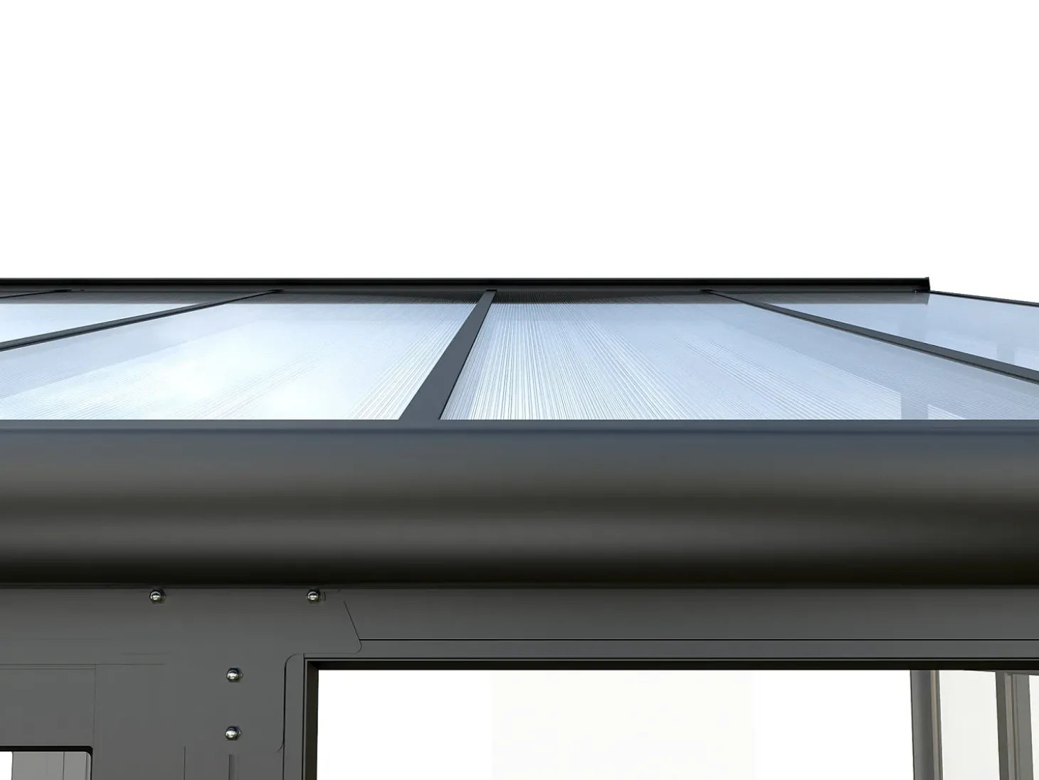 Marquise alumínio e policarbonato com proteção UV 12 m² antracite - MATHILDA