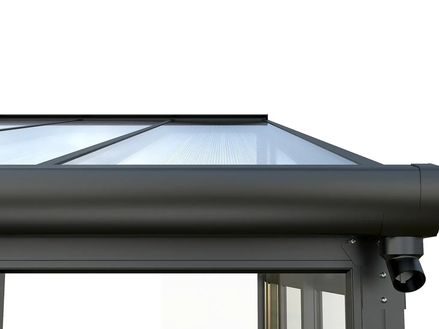 Marquise alumínio e policarbonato com proteção UV 12 m² antracite - MATHILDA