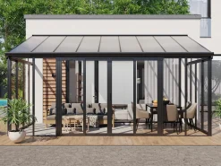 Marquise em policarbonato com proteção UV 15,8 m² antracite MATHILDA