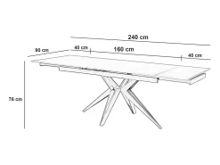 Match 2 - Mesa extensível (160/240 x 90 cm) em Cerâmica Preta