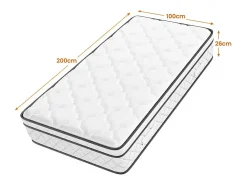 Matelas 100x200cm - Espessura 26cm - com molas ensacadas - Multicamadas Extra Conforto 7 Zonas - Hipoaergênico