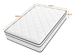 Matelas 140x200cm - Espessura 26cm - com molas ensacadas - Multicamadas Extra Conforto 7 Zonas - Hipoaergênico
