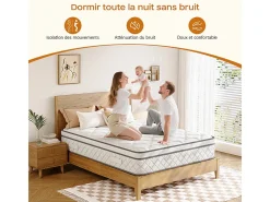 Matelas 140x200cm - Espessura 26cm - com molas ensacadas - Multicamadas Extra Conforto 7 Zonas - Hipoaergênico