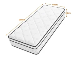 Matelas 90x200cm - Espessura 26cm - com molas ensacadas - Multicamadas Extra Conforto 7 Zonas - Hipoaergênico
