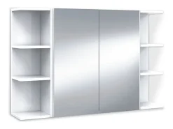 Módulo de banheiro em branco brilhante com 3 prateleiras para armazenamento ideal