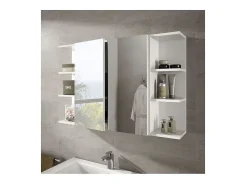 Módulo de banheiro em branco brilhante com 3 prateleiras para armazenamento ideal