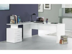 Mea Mark, mea de canto para PC, mea de ecritório multiuo, mea economizadora de epaço em vária poiçõe, 100% Fabricado na Itália, 160x60h75 cm, Branco brilhante