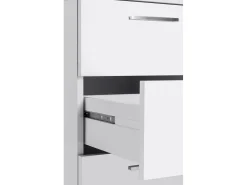 Mea Mark, mea de canto para PC, mea de ecritório multiuo, mea economizadora de epaço em vária poiçõe, 100% Fabricado na Itália, 160x60h75 cm, Branco brilhante