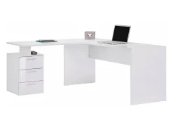 Mea Mark, mea de canto para PC, mea de ecritório multiuo, mea economizadora de epaço em vária poiçõe, 100% Fabricado na Itália, 160x60h75 cm, Branco brilhante