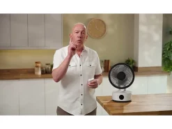 MeacoFan Sefte® 8": ventilador portátil com bateria substituível, interior/exterior, silencioso, 12 velocidades, modo ECO, compacto, branco
