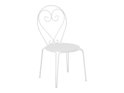 Mesa + 4 cadeiras de jardim metal estilo ferro forjado -branco - GUERMANTES