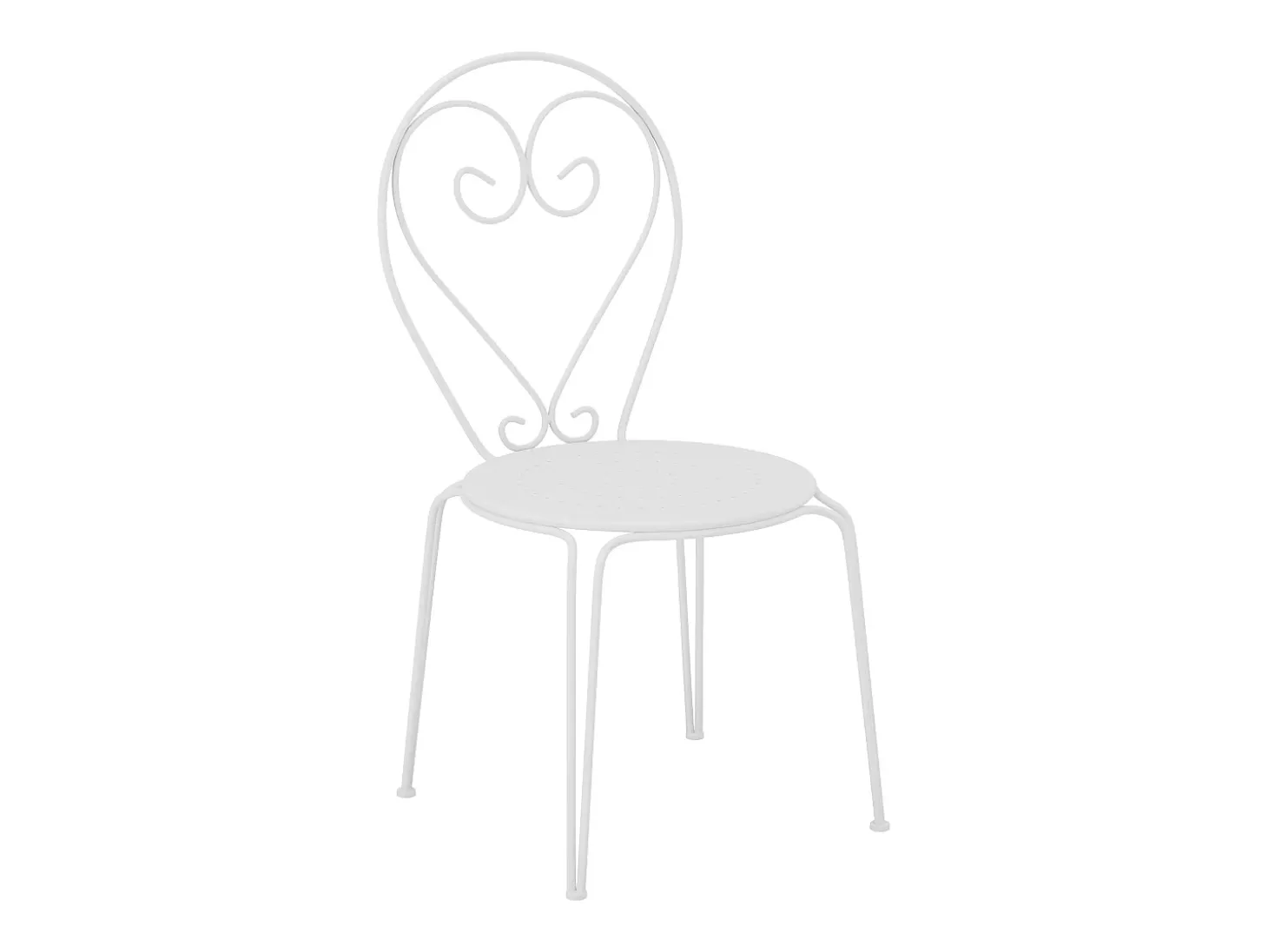 Mesa + 4 cadeiras de jardim metal estilo ferro forjado -branco - GUERMANTES
