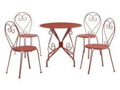 Mesa + 4 cadeiras de jardim em metal estilo ferro forjado - GUERMANTES