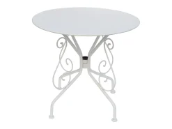Mesa + 4 cadeirões de jardim em metal estilo ferro forjado - GUERMANTES