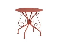 Mesa + 4 cadeirões jardim metal ferro forjado Terracota - GUERMANTES