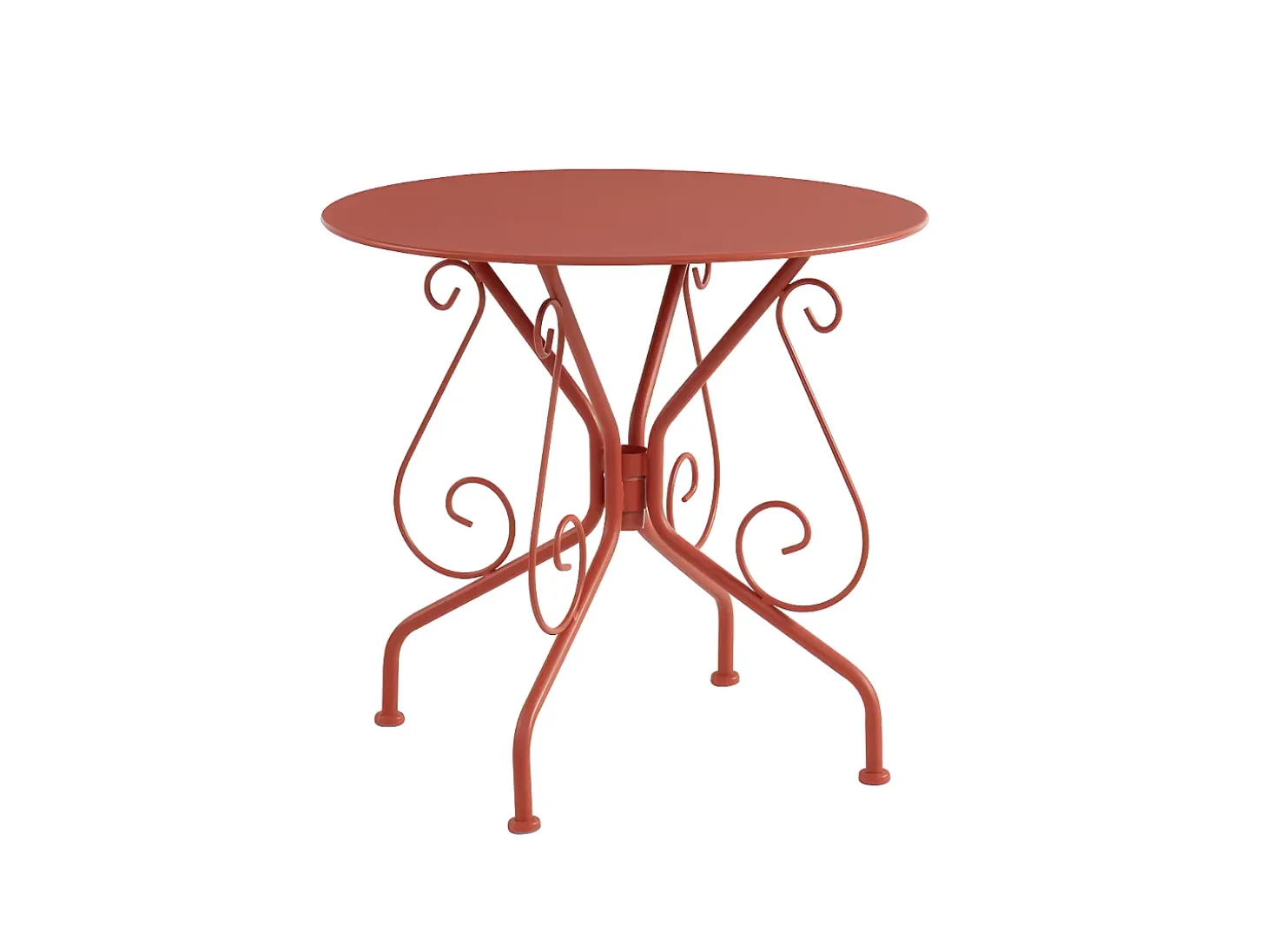 Mesa + 4 cadeirões jardim metal ferro forjado Terracota - GUERMANTES