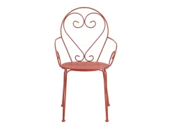 Mesa + 4 cadeirões jardim metal ferro forjado Terracota - GUERMANTES