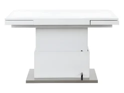Mesa 2 em 1: mesa de jantar e mesa de centro. 4 a 6 lugares. MDF lacado. Branco. LAURIA
