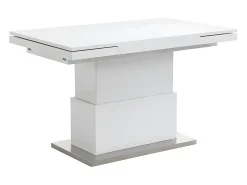 Mesa 2 em 1: mesa de jantar e mesa de centro. 4 a 6 lugares. MDF lacado. Branco. LAURIA
