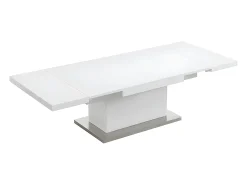 Mesa 2 em 1: mesa de jantar e mesa de centro. 4 a 6 lugares. MDF lacado. Branco. LAURIA