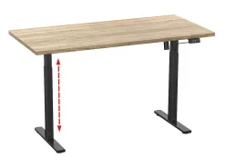 Mesa ajustável de altura VCM | Stepless 71-120 cm Altura elétrica ajustável | Dimensões do computador 140x50 | Mesa de escritório Lona (Preto / Sonoma Oak)
