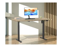 Mesa ajustável de altura VCM | Stepless 71-120 cm Altura elétrica ajustável | Dimensões do computador 140x50 | Mesa de escritório Lona (Preto / Sonoma Oak)