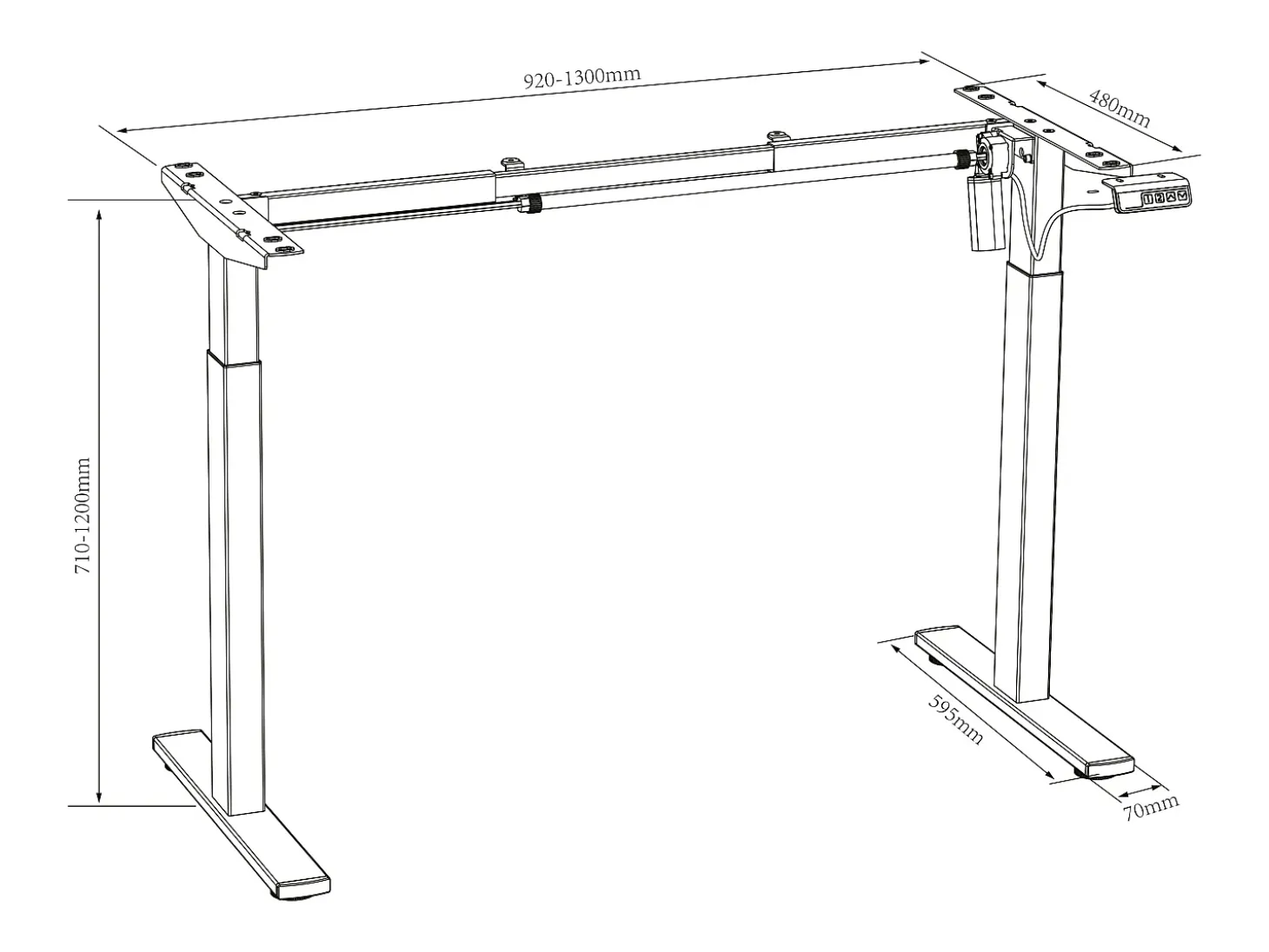 Mesa ajustável de altura VCM | Stepless 71-120 cm Altura elétrica ajustável | Dimensões do computador 140x50 | Mesa de escritório Lona (Preto / Sonoma Oak)