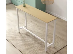 Mesa alta de cozinha e sala de jantar em branco e sonoma de 140x100x40 cm Ani