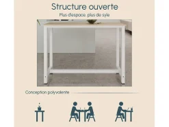 Mesa alta de cozinha e sala de jantar em branco e sonoma de 140x100x40 cm Ani