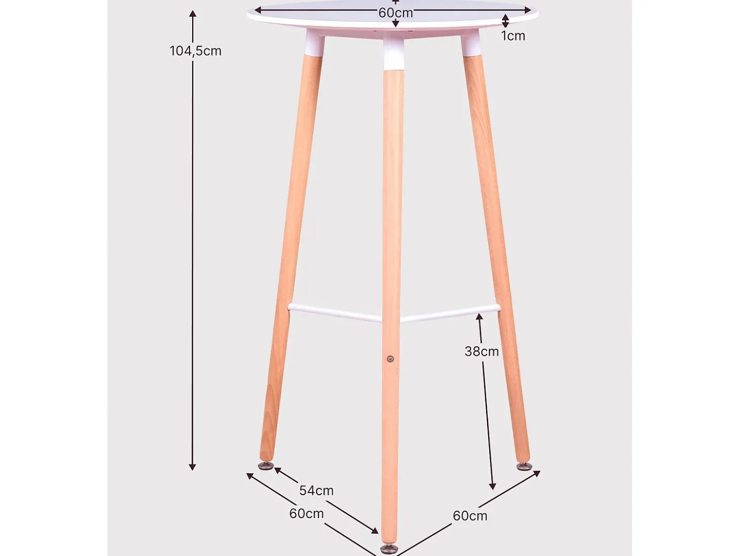 Mesa alta estilo Nordic (102cm) - Palermo - Branco