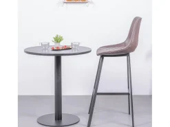 Mesa alta industrial em aço com 76 cm de altura - Brandon - Preto