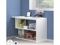 Mesa Candido, Mesa de canto para PC, Mesa de escritório multiuso, Mesa multiposições que economiza espaço, 100% Fabricado na Itália, 120x50h75 cm, Branco brilhante
