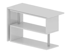 Mesa Candido, Mesa de canto para PC, Mesa de escritório multiuso, Mesa multiposições que economiza espaço, 100% Fabricado na Itália, 120x50h75 cm, Branco brilhante