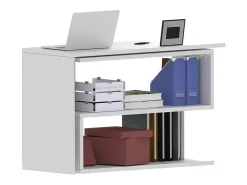 Mesa Candido, Mesa de canto para PC, Mesa de escritório multiuso, Mesa multiposições que economiza espaço, 100% Fabricado na Itália, 120x50h75 cm, Branco brilhante