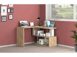 Mesa Candido, Mesa de canto para PC, Mesa de escritório multiuso, Mesa multiposições que economiza espaço, 100% Fabricado na Itália, 120x50h75 cm, Carvalho