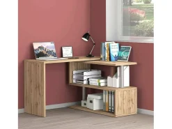 Mesa Candido, Mesa de canto para PC, Mesa de escritório multiuso, Mesa multiposições que economiza espaço, 100% Fabricado na Itália, 120x50h75 cm, Carvalho