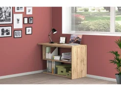Mesa Candido, Mesa de canto para PC, Mesa de escritório multiuso, Mesa multiposições que economiza espaço, 100% Fabricado na Itália, 120x50h75 cm, Carvalho