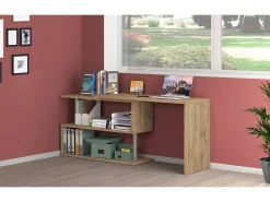 Mesa Candido, Mesa de canto para PC, Mesa de escritório multiuso, Mesa multiposições que economiza espaço, 100% Fabricado na Itália, 120x50h75 cm, Carvalho