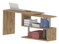 Mesa Candido, Mesa de canto para PC, Mesa de escritório multiuso, Mesa multiposições que economiza espaço, 100% Fabricado na Itália, 120x50h75 cm, Carvalho