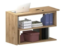 Mesa Candido, Mesa de canto para PC, Mesa de escritório multiuso, Mesa multiposições que economiza espaço, 100% Fabricado na Itália, 120x50h75 cm, Carvalho