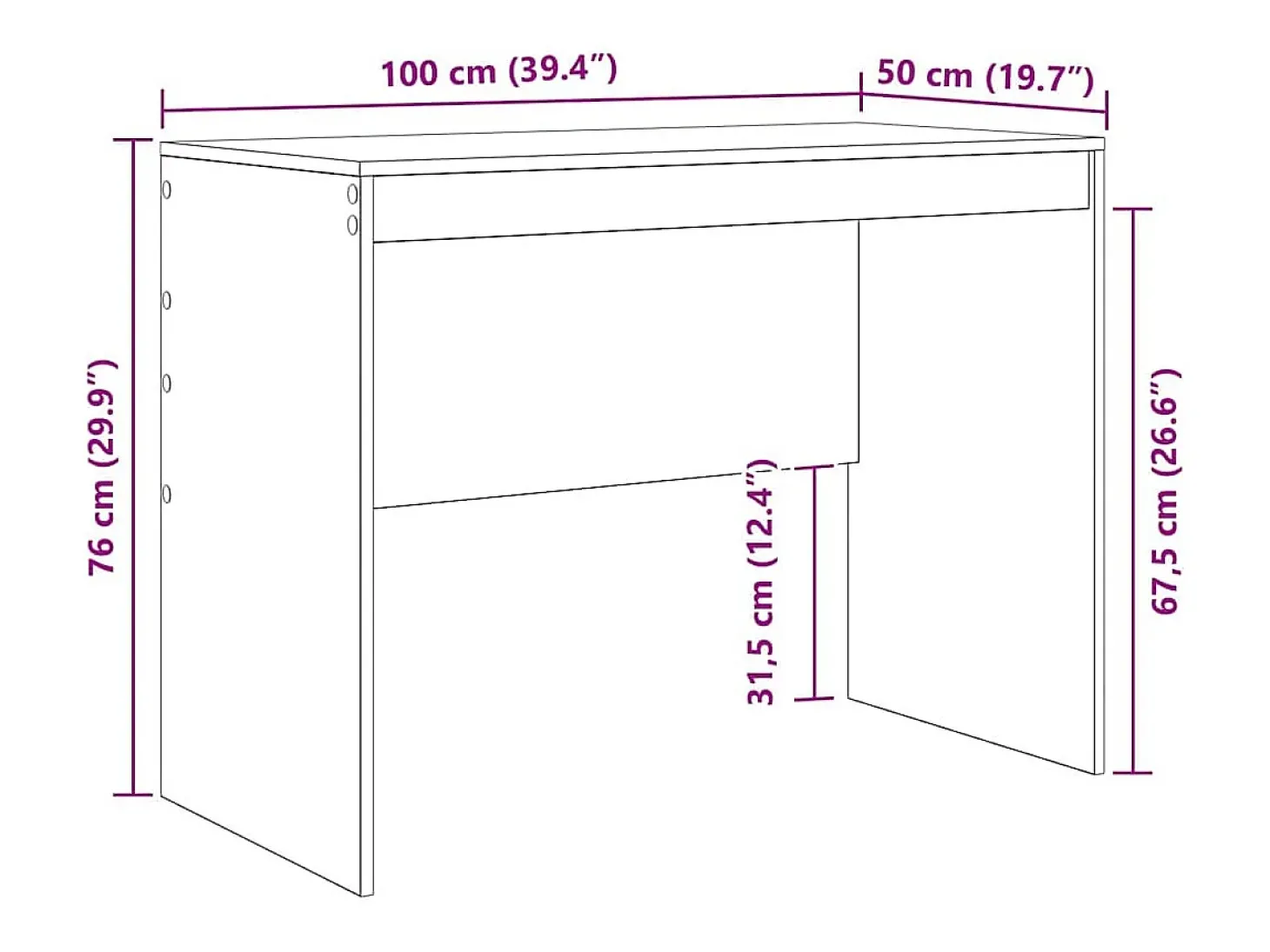 Mesa Carvalho Artesanal 100 x 50 x 76 cm