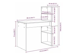 Mesa Cinza Sonoma 113 x 54 x 120 cm Madeira processada