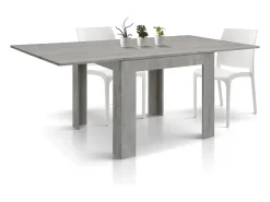 Mesa com acabamento em cinzento cimento, extensível e dobrável 90×90- 180×90 cm - LIPARI
