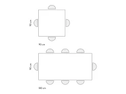 Mesa com acabamento em cinzento cimento, extensível e dobrável 90×90- 180×90 cm - LIPARI